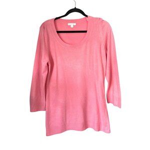 New York & Company Pink 3/4 Sleeve Sweater Womens M Cotton/Nylon Blend